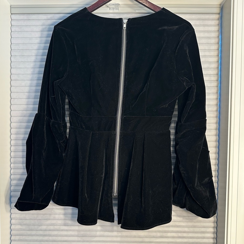 Black velvet blouse with full back zip - Picture 2 of 3
